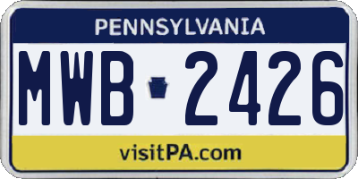 PA license plate MWB2426