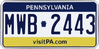 PA license plate MWB2443