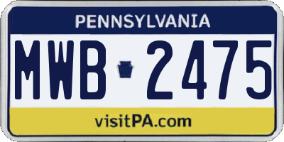 PA license plate MWB2475