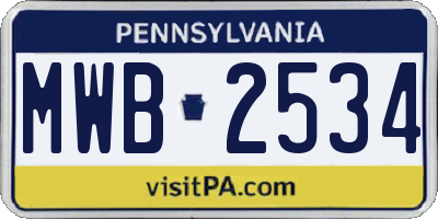 PA license plate MWB2534