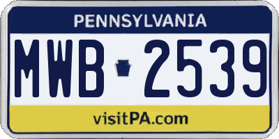 PA license plate MWB2539