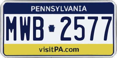 PA license plate MWB2577