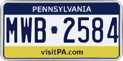 PA license plate MWB2584