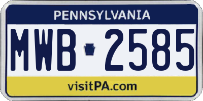 PA license plate MWB2585