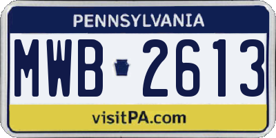 PA license plate MWB2613