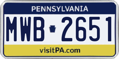 PA license plate MWB2651