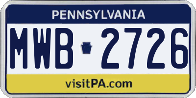 PA license plate MWB2726