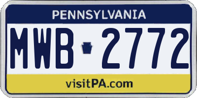 PA license plate MWB2772