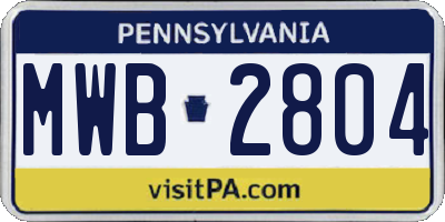 PA license plate MWB2804