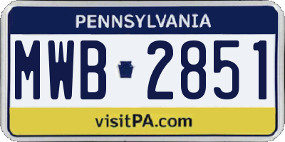 PA license plate MWB2851
