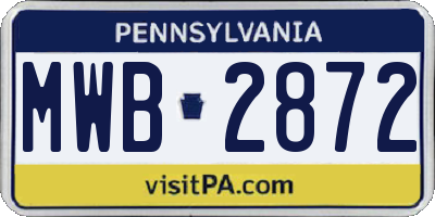 PA license plate MWB2872