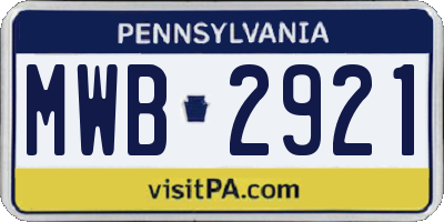 PA license plate MWB2921