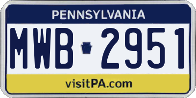 PA license plate MWB2951