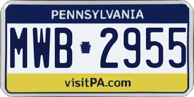 PA license plate MWB2955