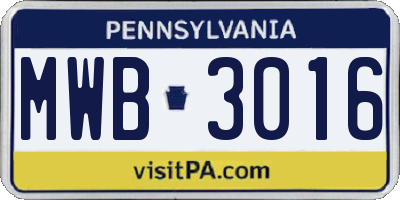PA license plate MWB3016