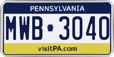 PA license plate MWB3040