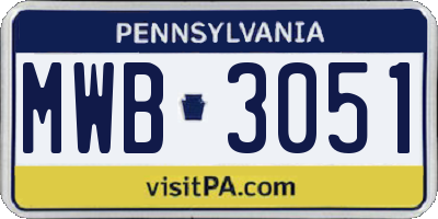 PA license plate MWB3051