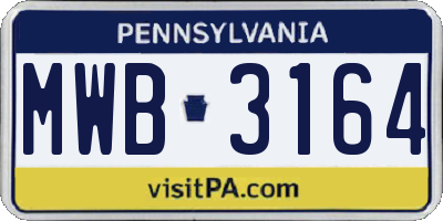 PA license plate MWB3164
