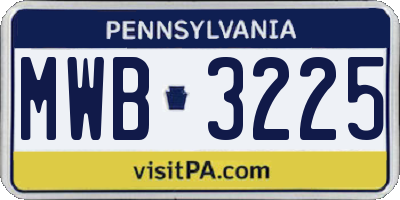 PA license plate MWB3225