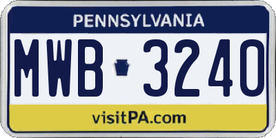 PA license plate MWB3240