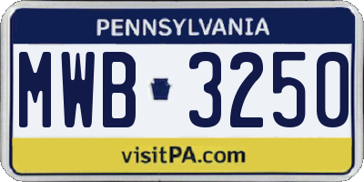 PA license plate MWB3250