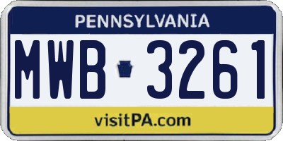PA license plate MWB3261