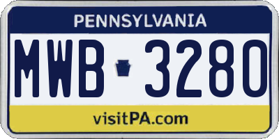PA license plate MWB3280