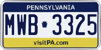 PA license plate MWB3325