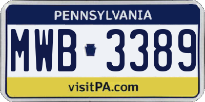 PA license plate MWB3389