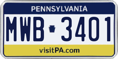 PA license plate MWB3401