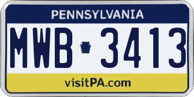 PA license plate MWB3413