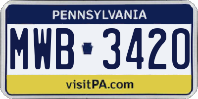 PA license plate MWB3420