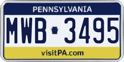 PA license plate MWB3495