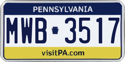 PA license plate MWB3517