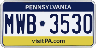 PA license plate MWB3530
