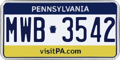 PA license plate MWB3542