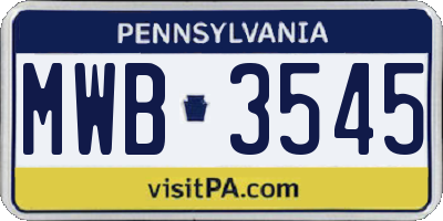 PA license plate MWB3545