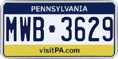 PA license plate MWB3629