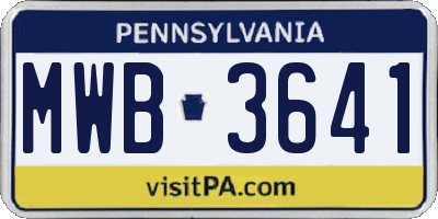 PA license plate MWB3641
