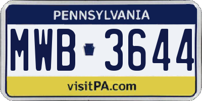 PA license plate MWB3644
