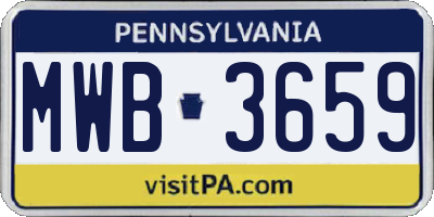 PA license plate MWB3659