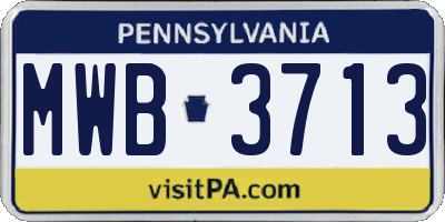 PA license plate MWB3713