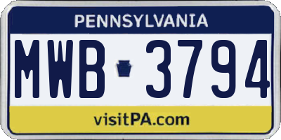 PA license plate MWB3794