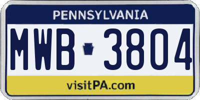 PA license plate MWB3804