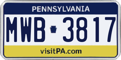 PA license plate MWB3817