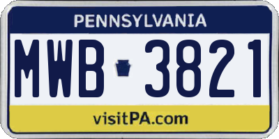 PA license plate MWB3821