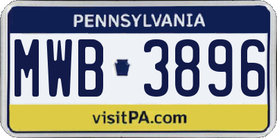 PA license plate MWB3896