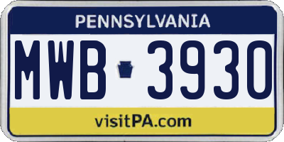 PA license plate MWB3930