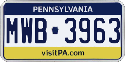 PA license plate MWB3963