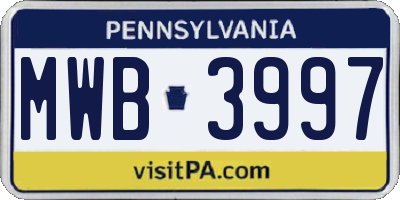 PA license plate MWB3997